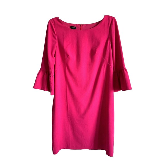 Talbots Magenta Pink Shift Dress 3/4 Bell Sleeves Lined Stretch Size 2 - Picture 4 of 10